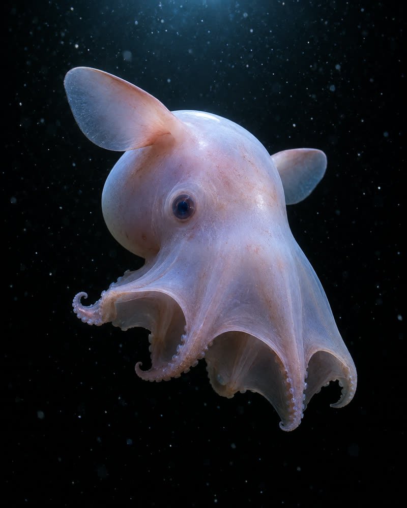Dumbo octopus hovering