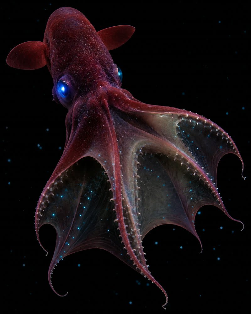 Vampire squid with cloak-like arms